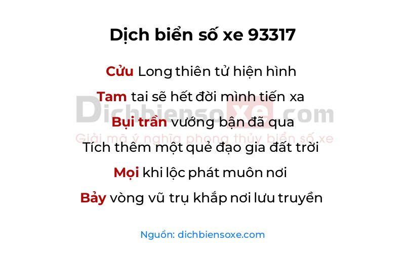 Dịch thơ biển số 93317