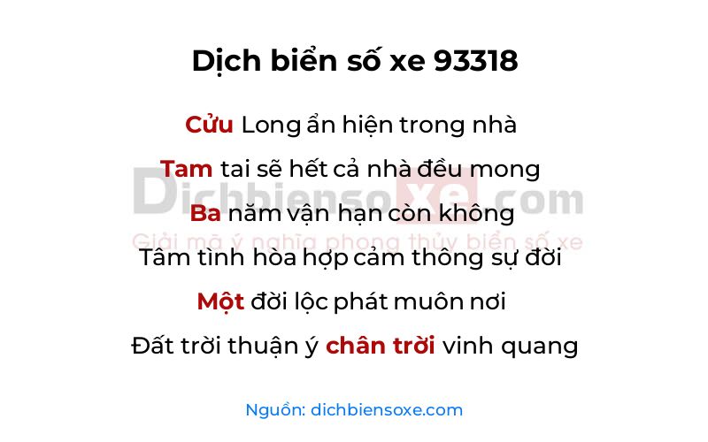 Dịch thơ biển số 93318