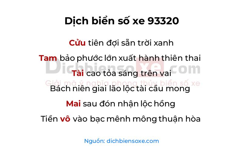 Dịch thơ biển số 93320