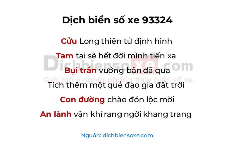 Dịch thơ biển số 93324