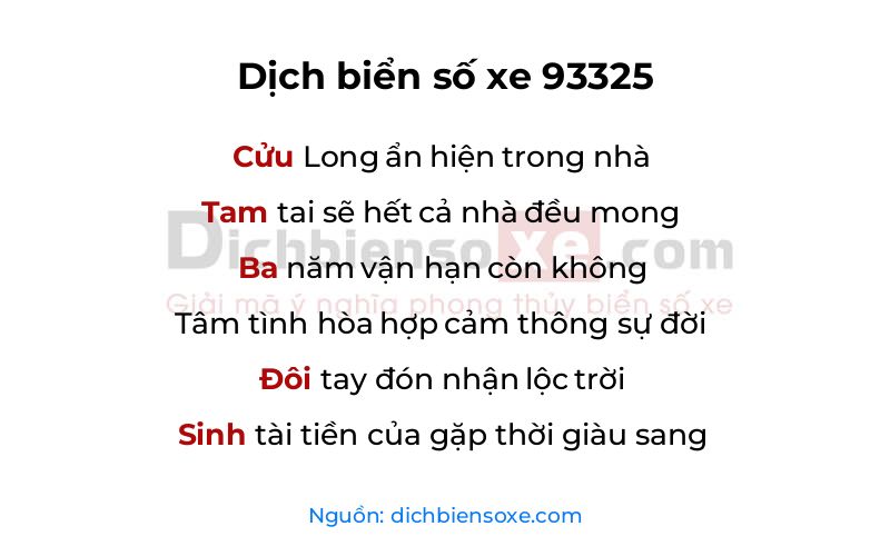 Dịch thơ biển số 93325