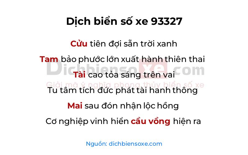 Dịch thơ biển số 93327