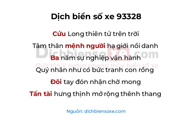 Dịch thơ biển số 93328