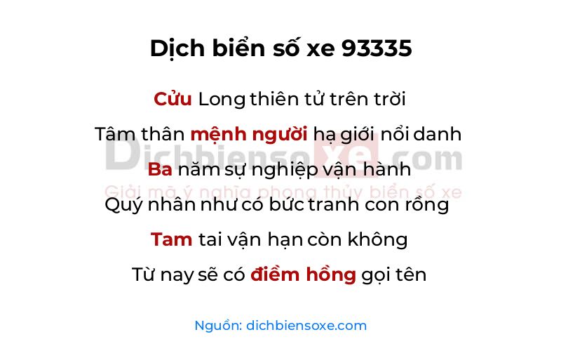 Dịch thơ biển số 93335