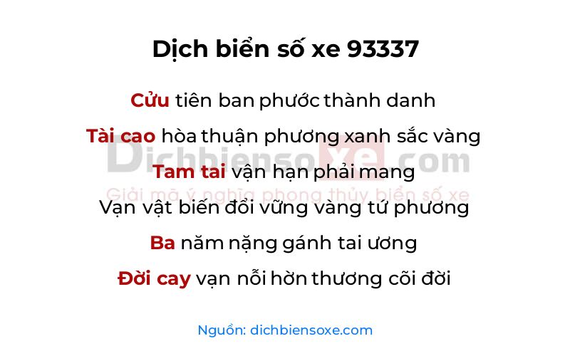 Dịch thơ biển số 93337