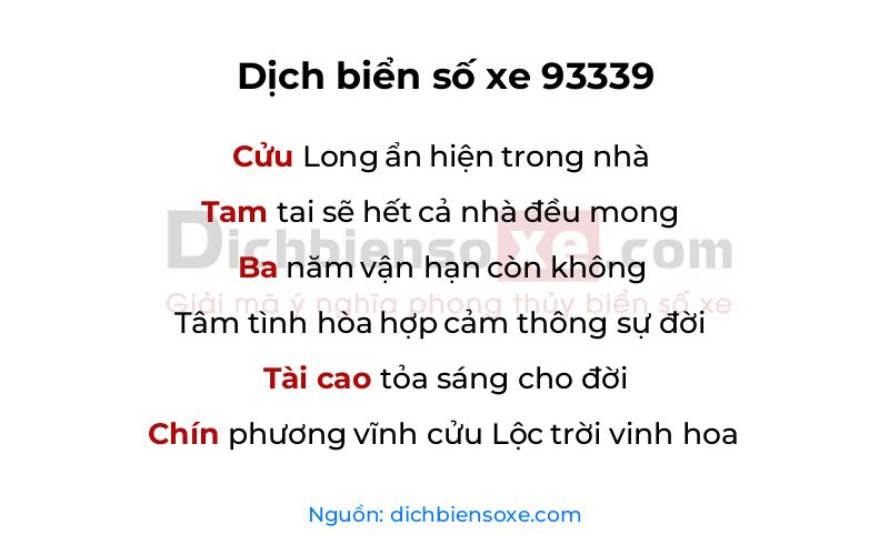Dịch thơ biển số 93339