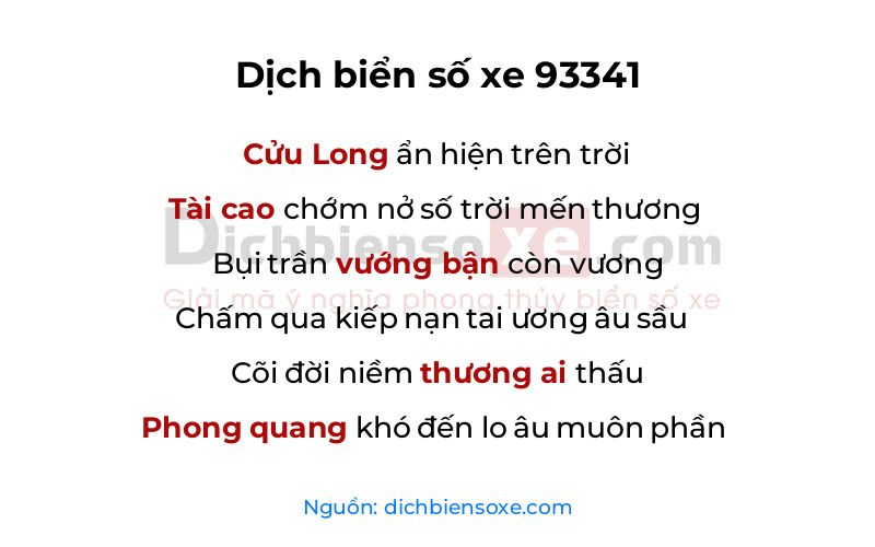 Dịch thơ biển số 93341