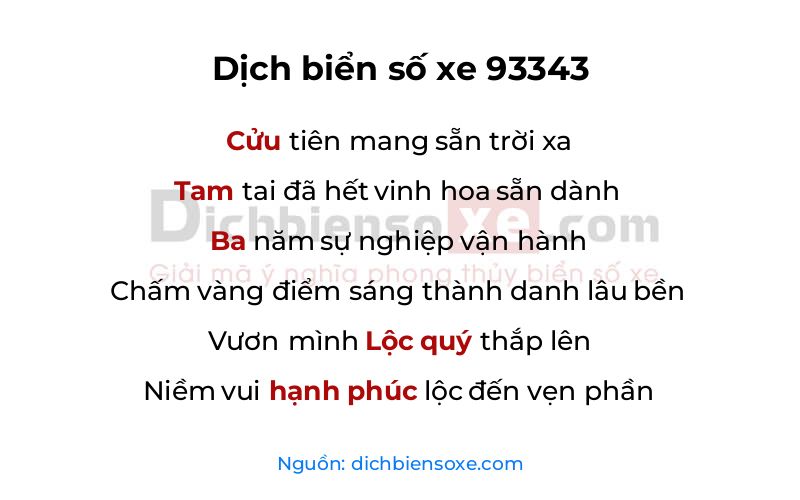 Dịch thơ biển số 93343