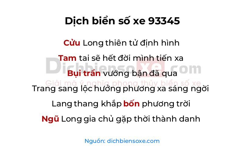 Dịch thơ biển số 93345
