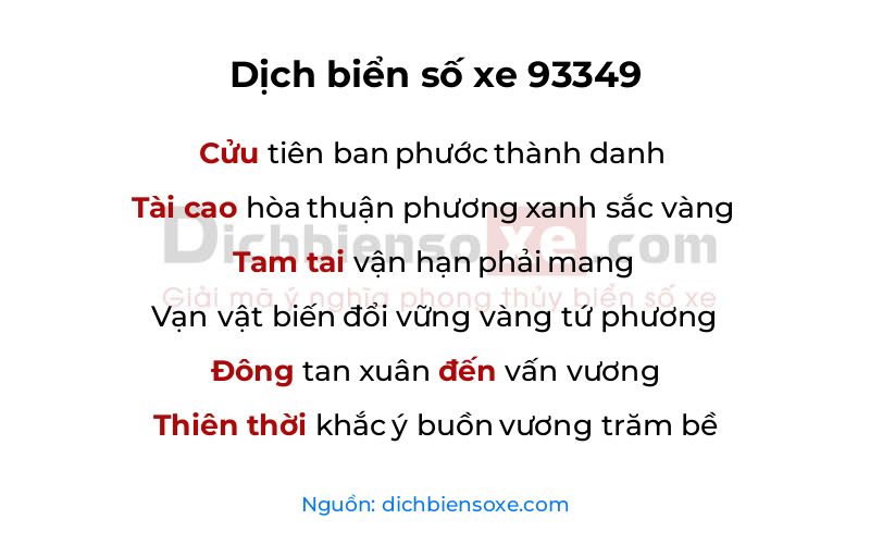 Dịch thơ biển số 93349