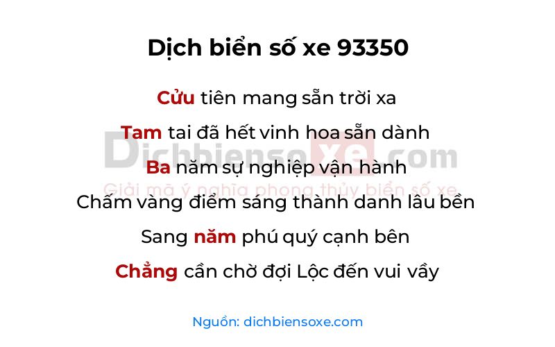 Dịch thơ biển số 93350