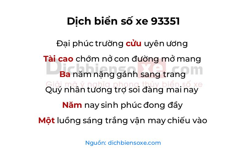 Dịch thơ biển số 93351