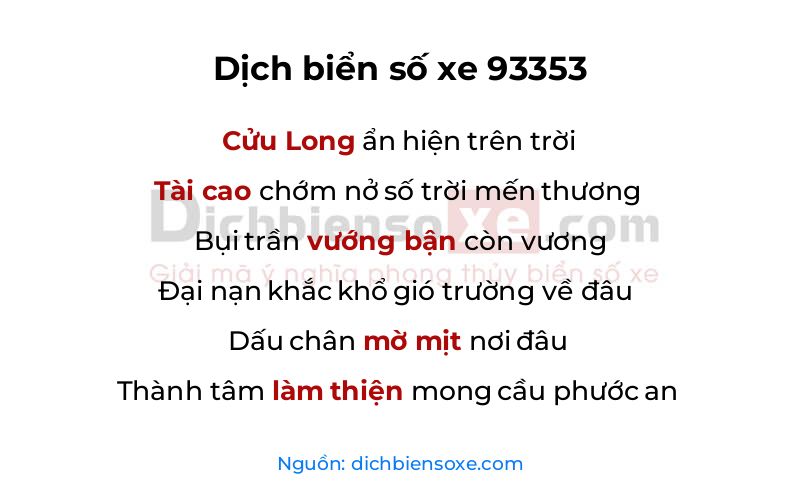 Dịch thơ biển số 93353