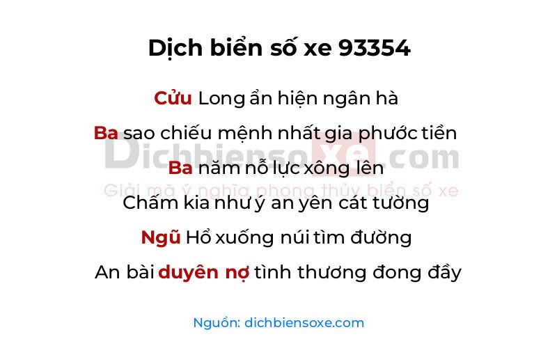 Dịch thơ biển số 93354