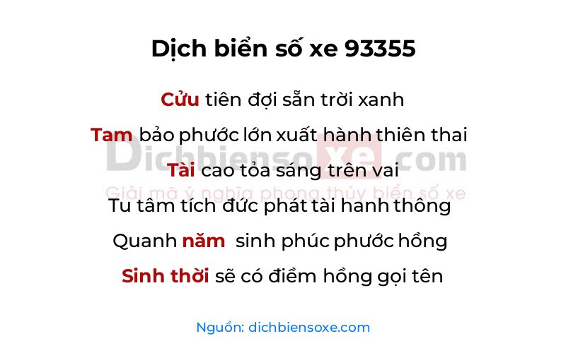 Dịch thơ biển số 93355