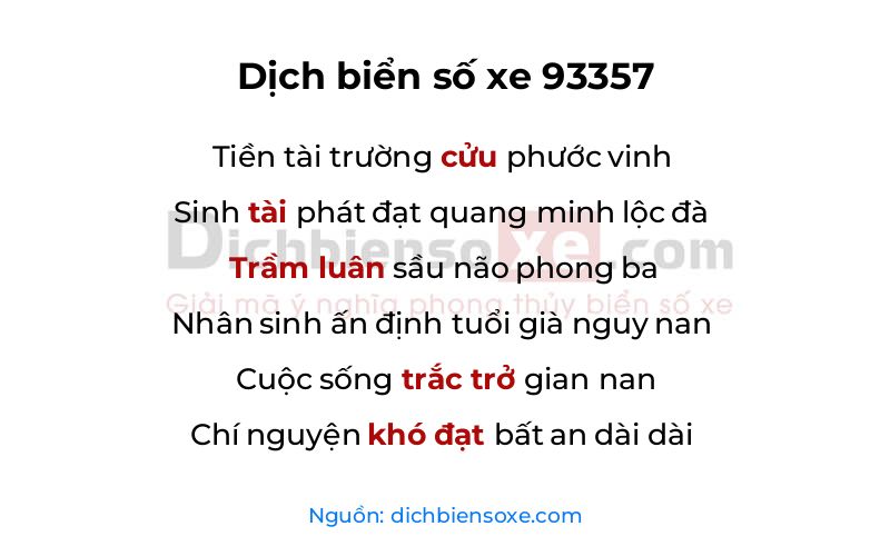 Dịch thơ biển số 93357