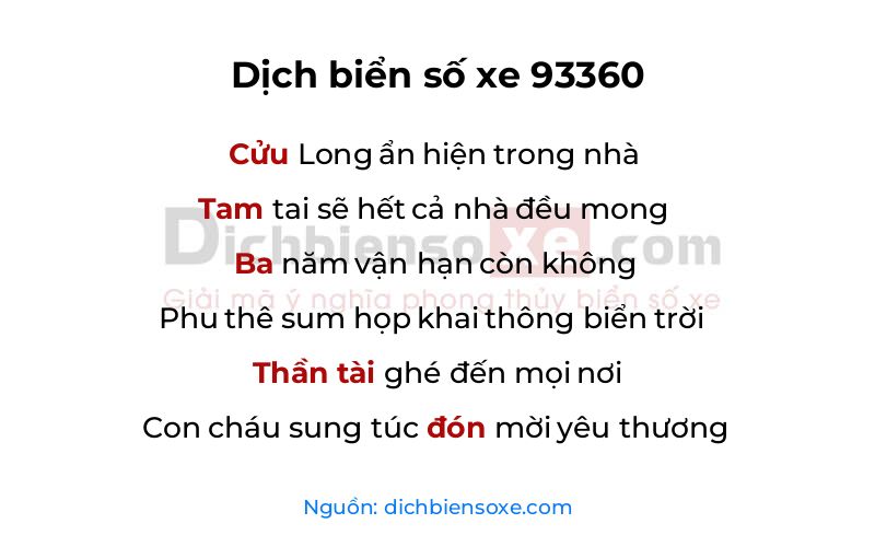 Dịch thơ biển số 93360