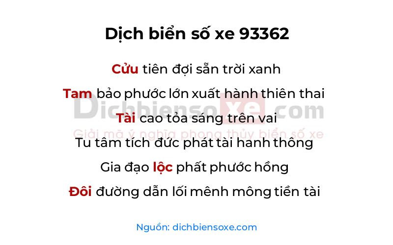 Dịch thơ biển số 93362