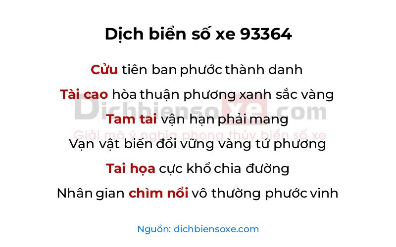 Dịch thơ biển số 93364
