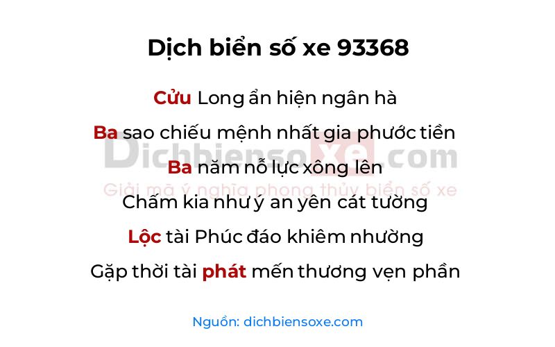 Dịch thơ biển số 93368