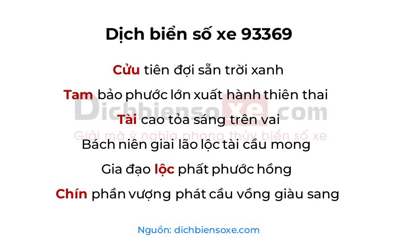 Dịch thơ biển số 93369