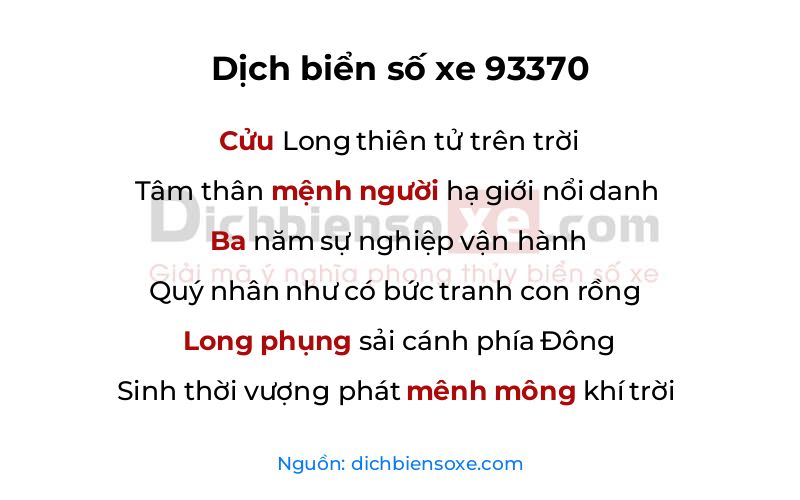 Dịch thơ biển số 93370