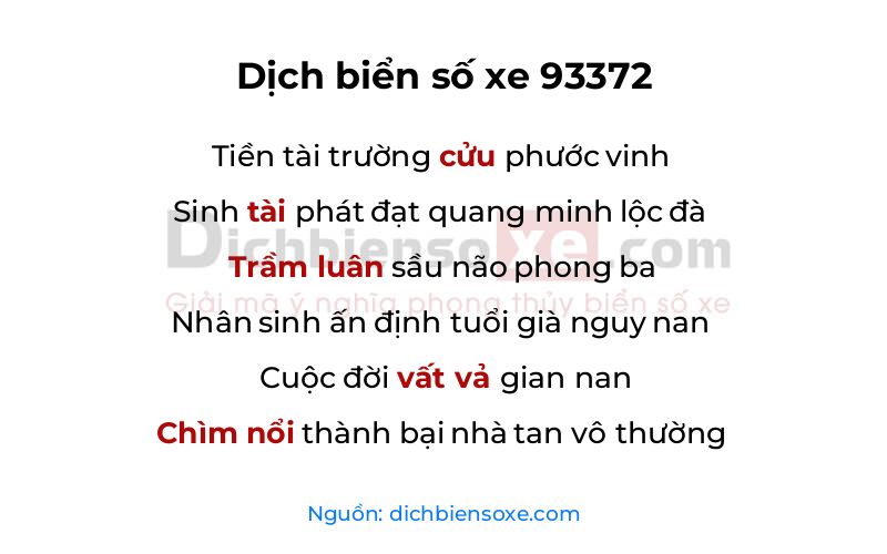 Dịch thơ biển số 93372