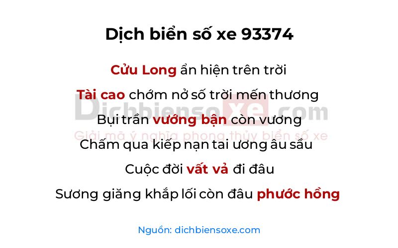 Dịch thơ biển số 93374