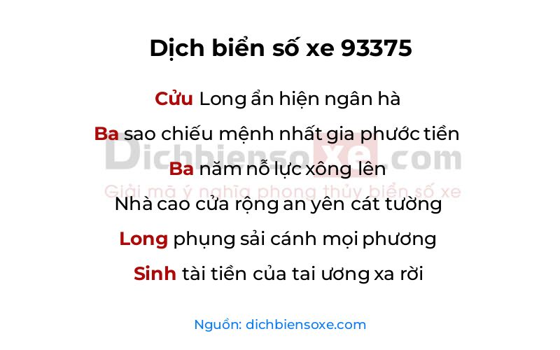 Dịch thơ biển số 93375
