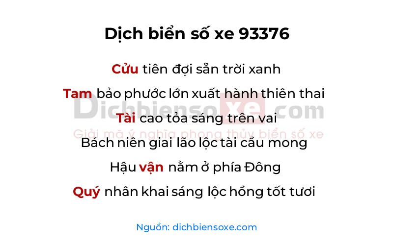 Dịch thơ biển số 93376