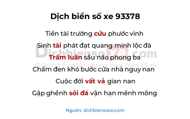 Dịch thơ biển số 93378