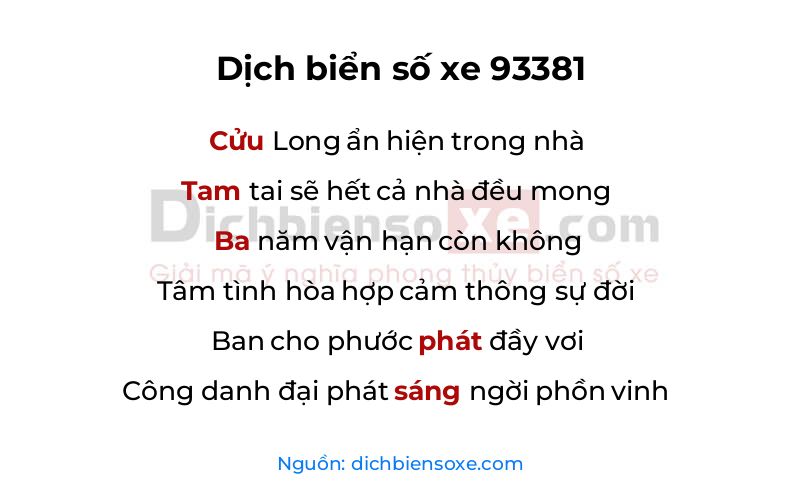Dịch thơ biển số 93381