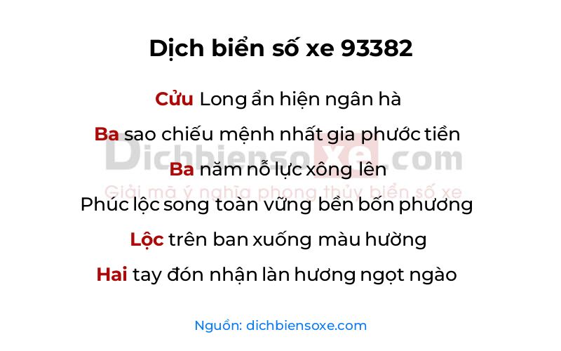 Dịch thơ biển số 93382