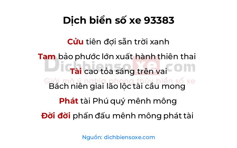 Dịch thơ biển số 93383