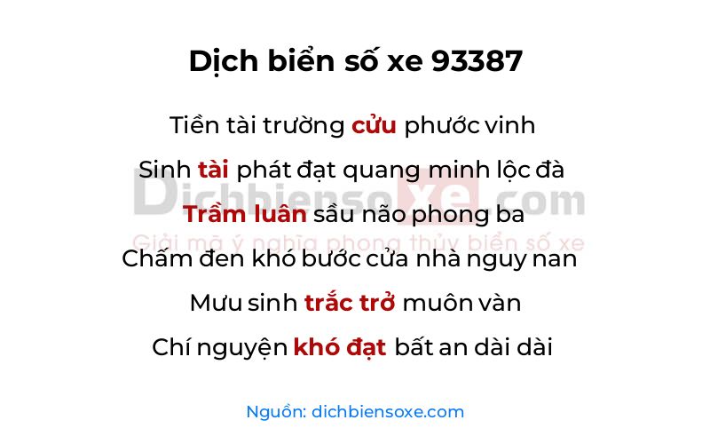 Dịch thơ biển số 93387