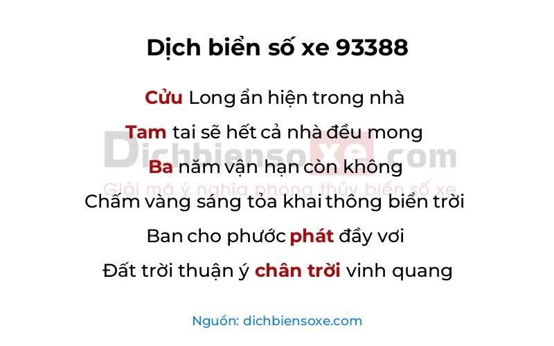 Dịch thơ biển số 93388