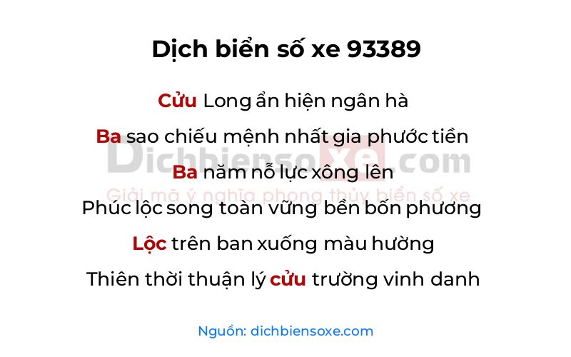 Dịch thơ biển số 93389