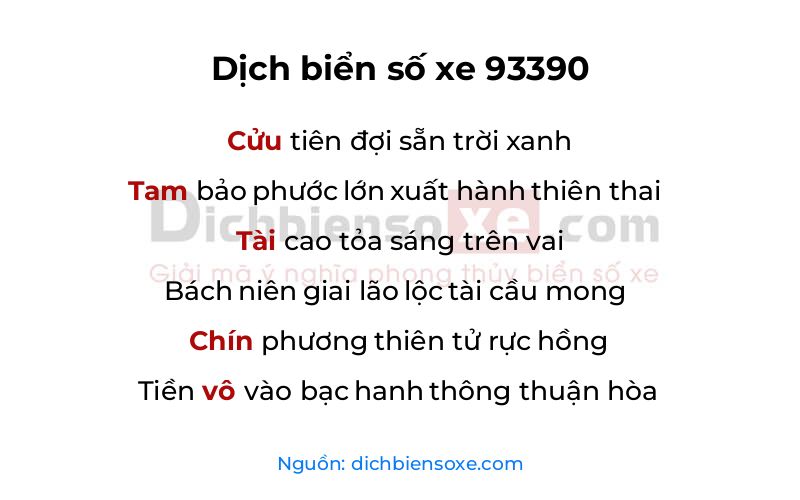 Dịch thơ biển số 93390