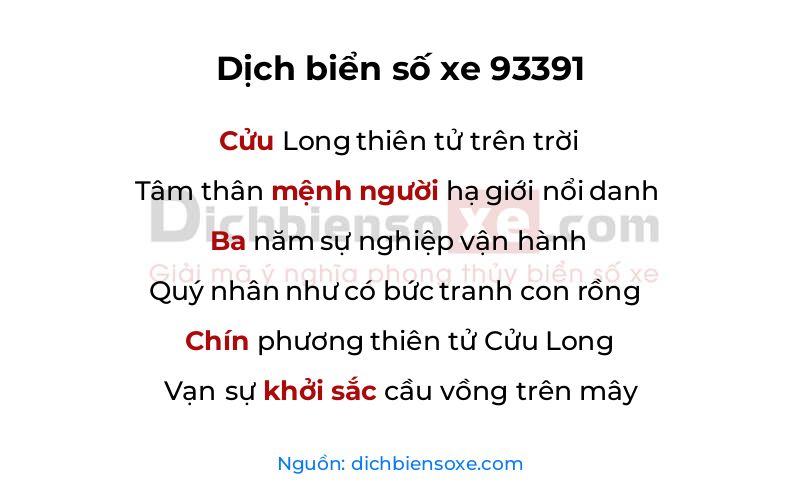 Dịch thơ biển số 93391