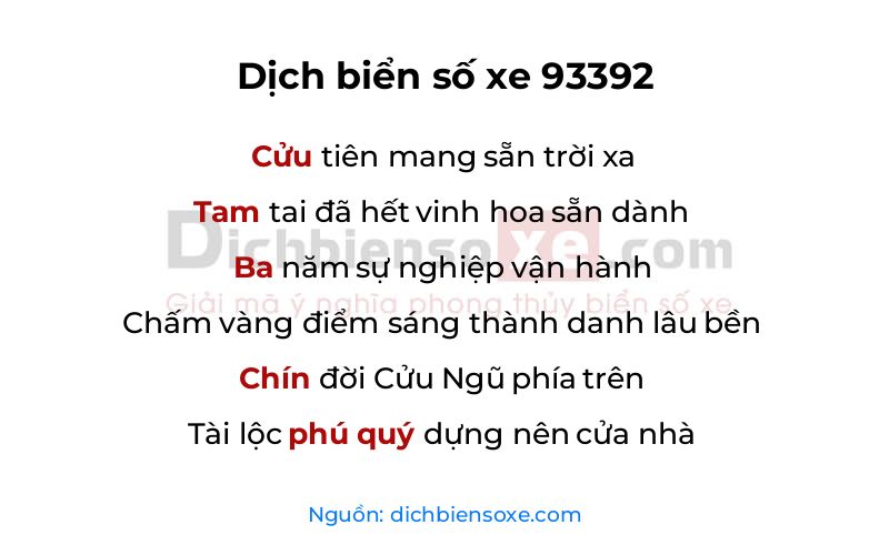 Dịch thơ biển số 93392