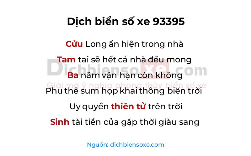 Dịch thơ biển số 93395