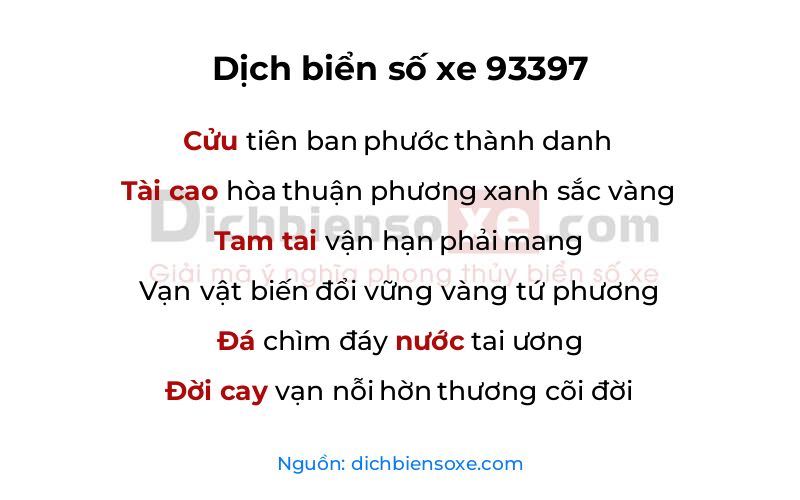 Dịch thơ biển số 93397