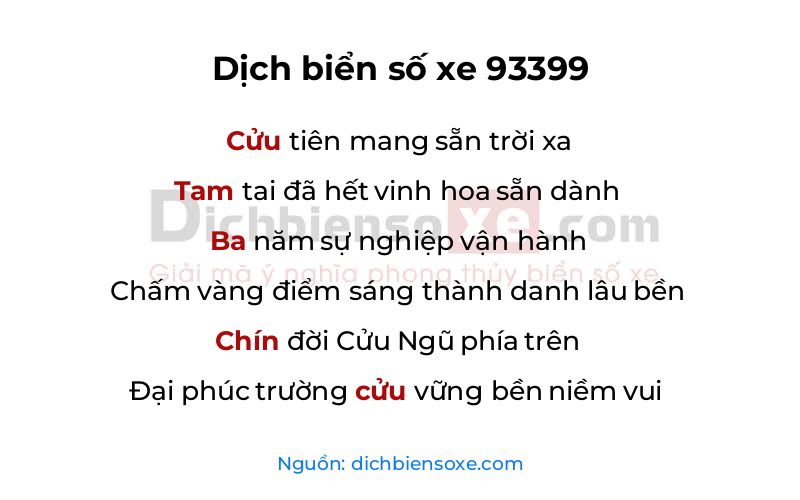 Dịch thơ biển số 93399