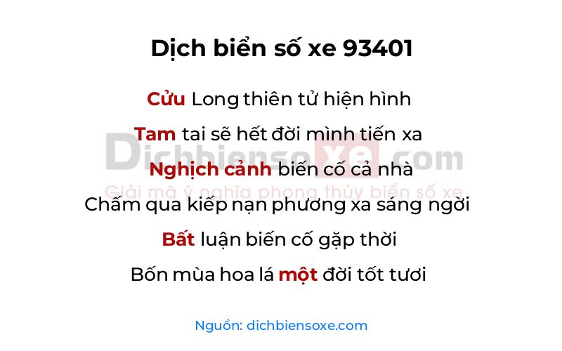 Dịch thơ biển số 93401