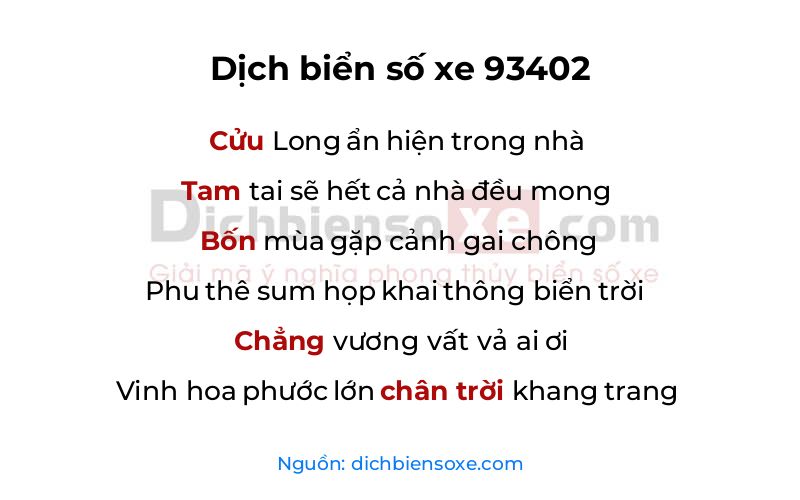 Dịch thơ biển số 93402