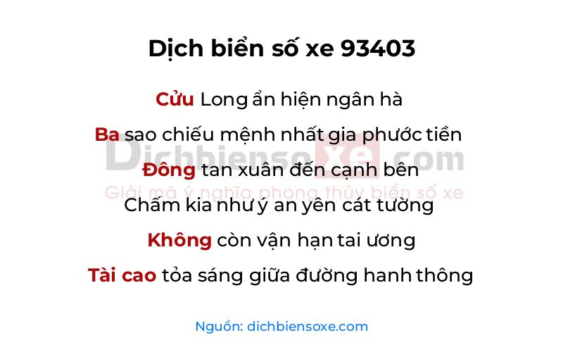 Dịch thơ biển số 93403