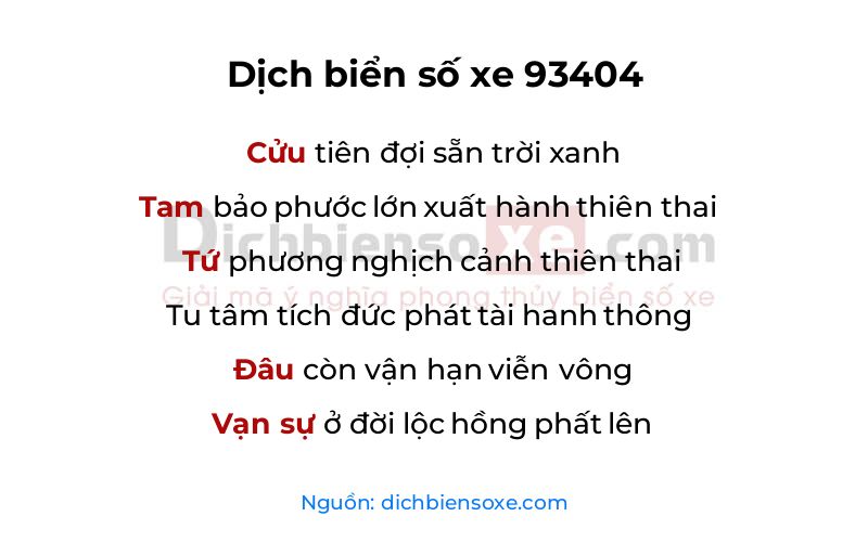 Dịch thơ biển số 93404