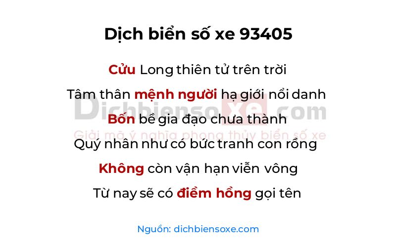 Dịch thơ biển số 93405