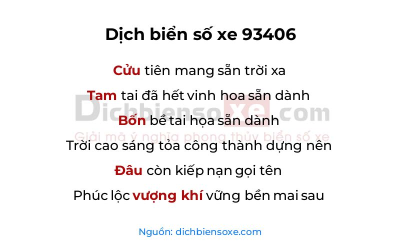 Dịch thơ biển số 93406