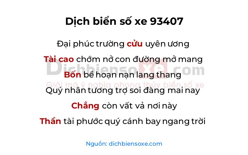 Dịch thơ biển số 93407
